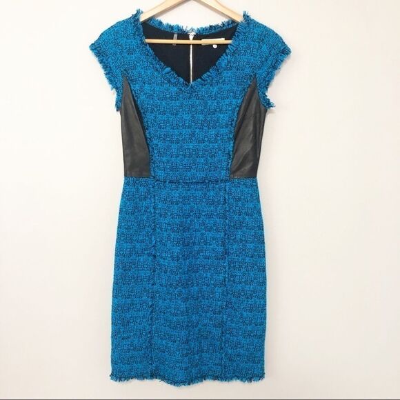 Rebecca Taylor Dresses & Skirts - Rebecca Taylor blue and black tweed leather dress SZ 4